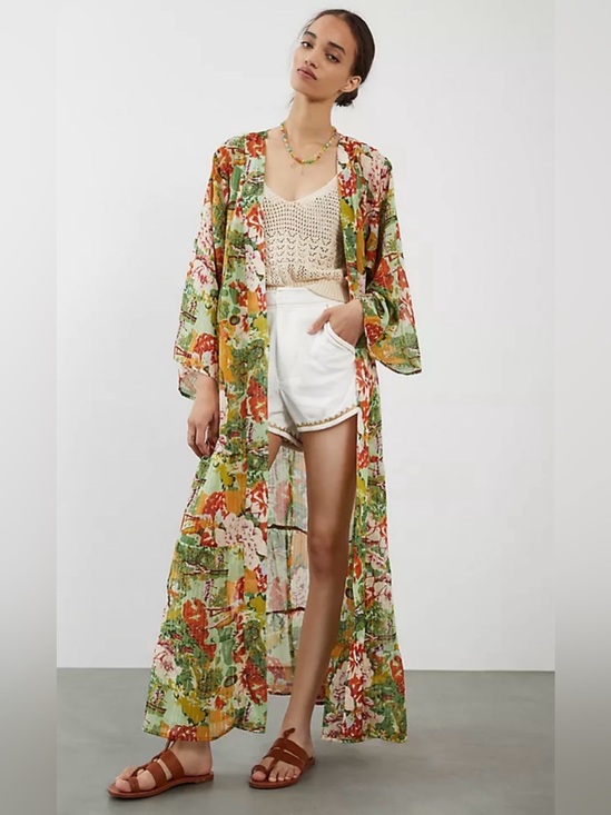 Anthropologie Tops - Anthropologie Floral Duster Kimono One Size
